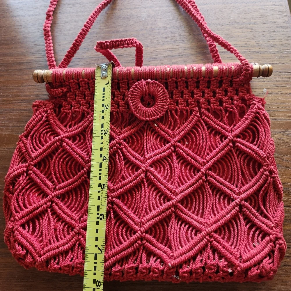 The Bugattii Elegant Red Handwoven Handbag 100% Cotton